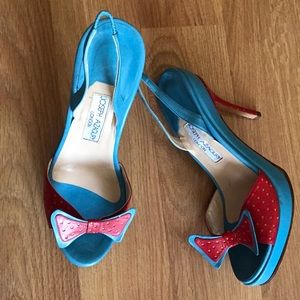 JOSEPH AZAGURY London blue leather bow sandals,39!